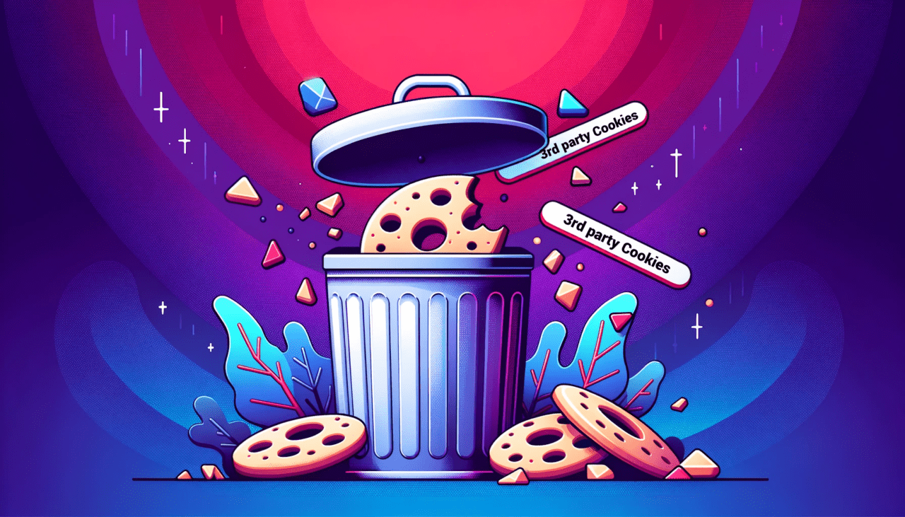 Collecte de données 1st-party 3 ADetailedTrashBinIsAtTheCenterWithThirdPartyLabeledCookiesBeing